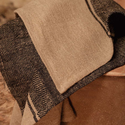 Linnen Moody keukendoek - naturel/zwart - 50x70