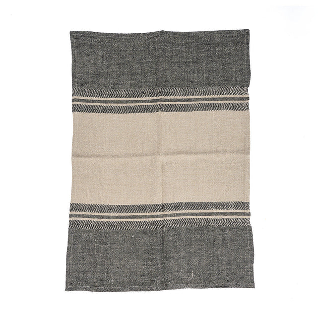The Linen Dash Keukendoek - Natuurlijk Zwart - 50x70