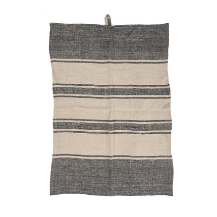 The Linen Dash Keukendoek - Natuurlijk Zwart - 50x70