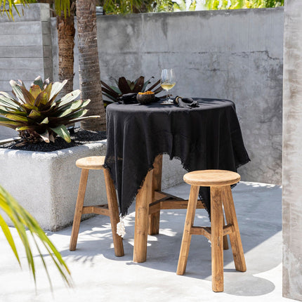 Het linnen tafelkleed - zwart - 150x150
