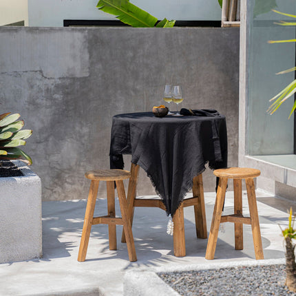 Het linnen tafelkleed - zwart - 150x150