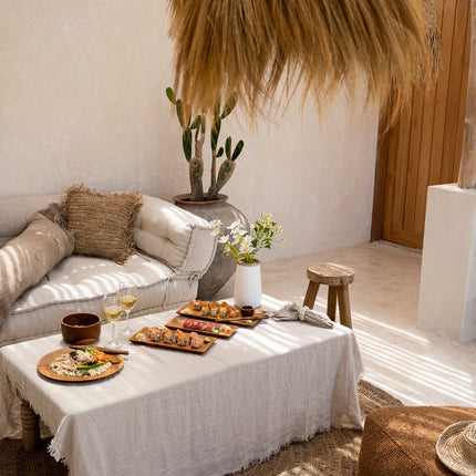 Het linnen tafelkleed - beige - 150x150