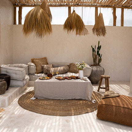 Het linnen tafelkleed - beige - 150x150