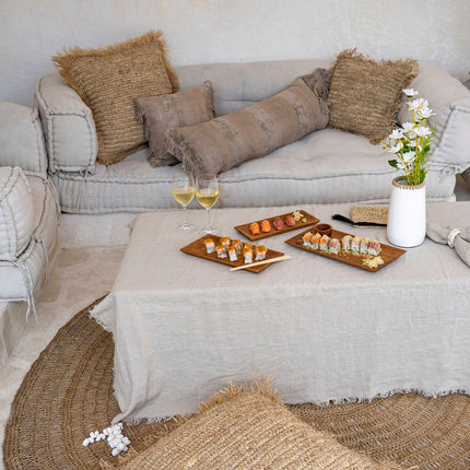 Het linnen tafelkleed - beige - 150x150