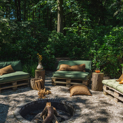 Leren kussenhoes met vier panelen - camel - 40x40 cm