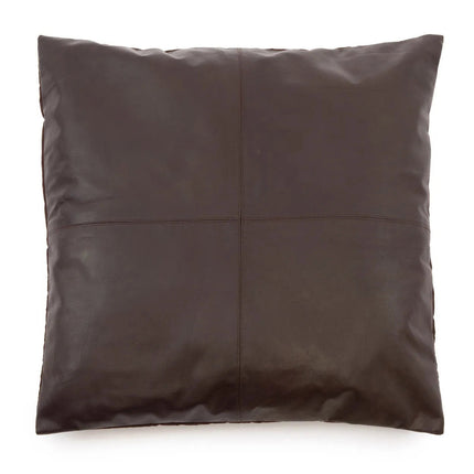 Vierdelige leren kussenhoes - Choco - 60x60