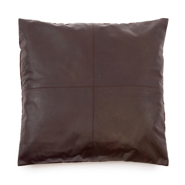 Vierdelige leren kussenhoes - Choco - 60x60