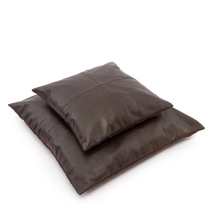 Vierdelige leren kussenhoes - Choco - 60x60