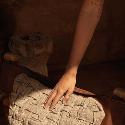 De linnen Crosier kussenhoes - naturel