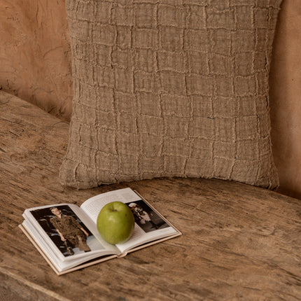 De linnen Damier kussenhoes - naturel