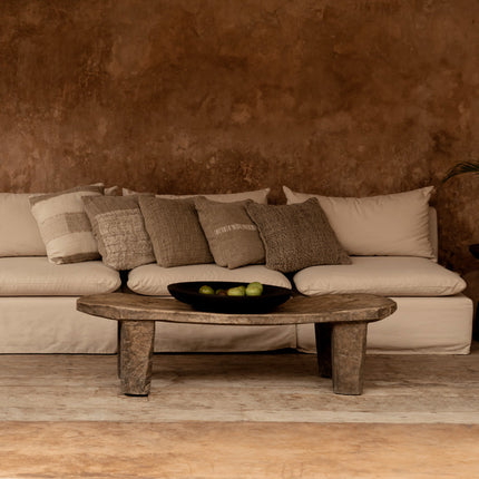 De linnen Damier kussenhoes - naturel