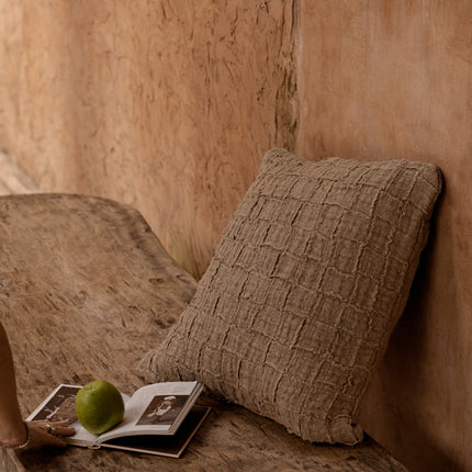 De linnen Damier kussenhoes - naturel