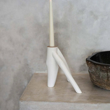 Kandelaar met drie takken - wit