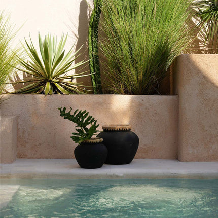 De Styly-vaas - zwart-naturel - L