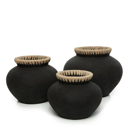 De Styly-vaas - zwart-naturel - L