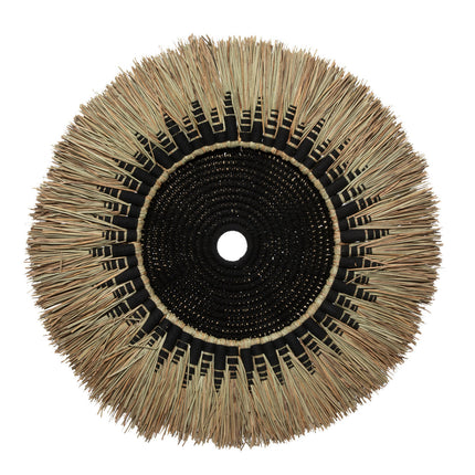 Raffia macramé wanddecoratie - zwart/naturel