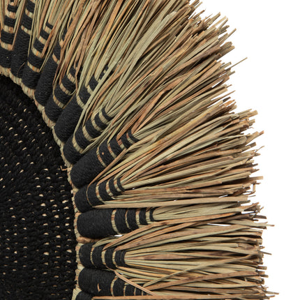 Raffia macramé wanddecoratie - zwart/naturel