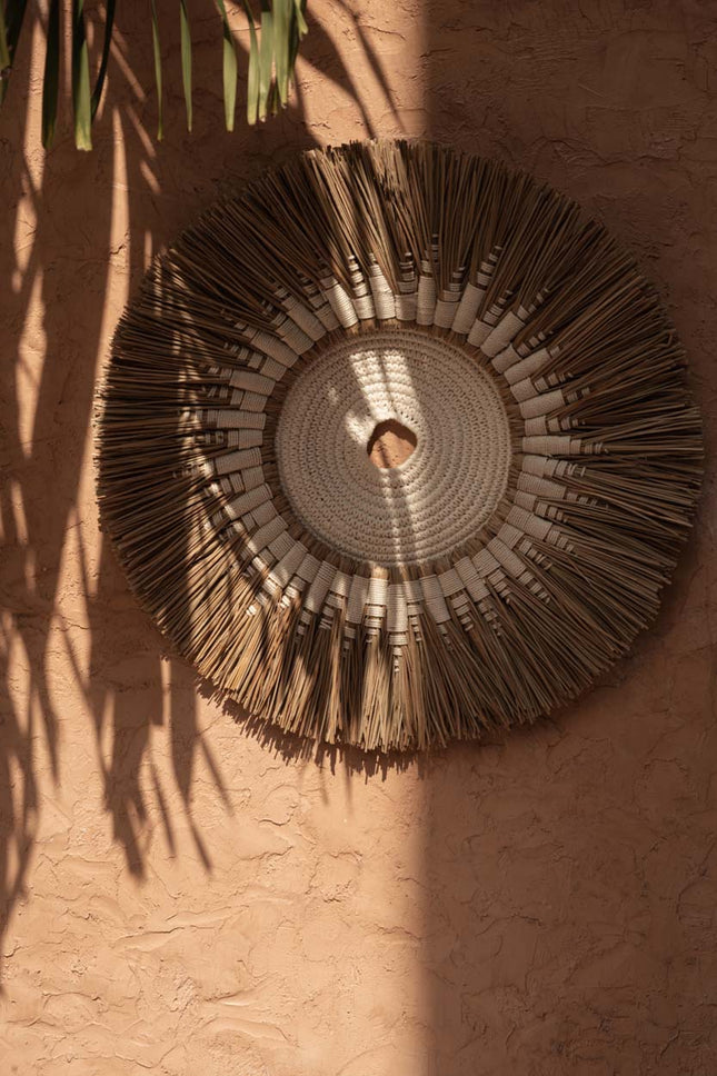 De Raffia Macramé Wanddecoratie - Wit-naturel