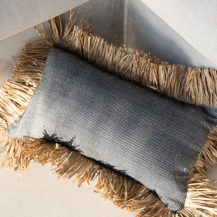 De katoenen Bonita kussenhoes - naturel zwart - 30x50