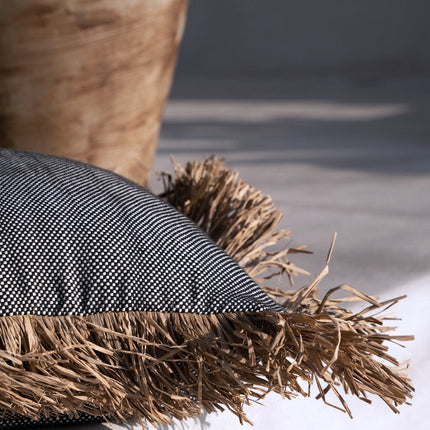 De Cotton Bonita kussenhoes - naturel zwart - 40x40