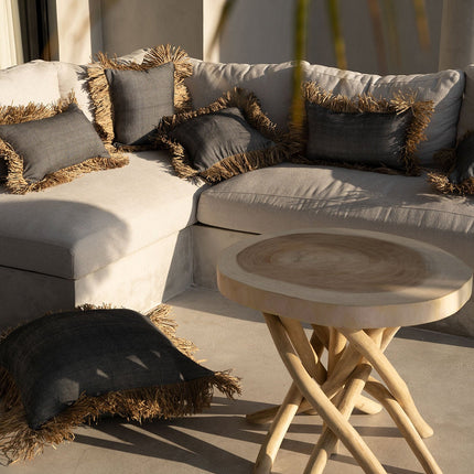 De Cotton Bonita kussenhoes - naturel zwart - 40x40