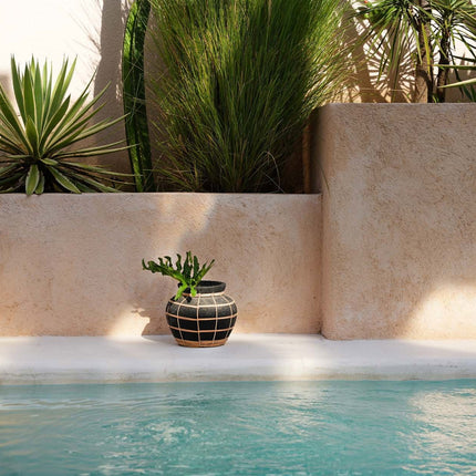 De Bolvormige Vaas - Zwart/Naturel - S