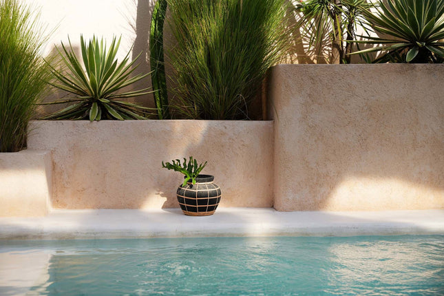 De Bolvormige Vaas - Zwart/Naturel - S