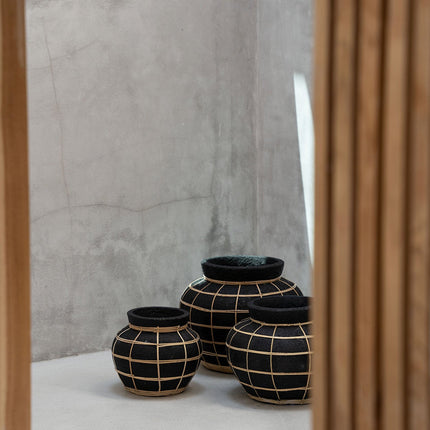 De Bolvormige Vaas - Zwart/Naturel - S