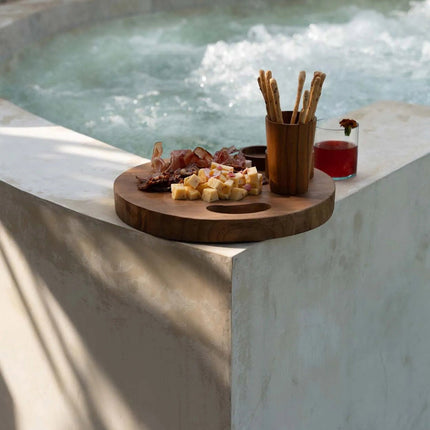 Het teakwortel-dienblad - naturel - S