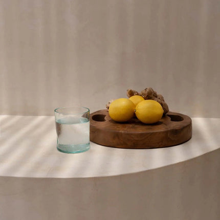 Het teakwortel-dienblad - naturel - S