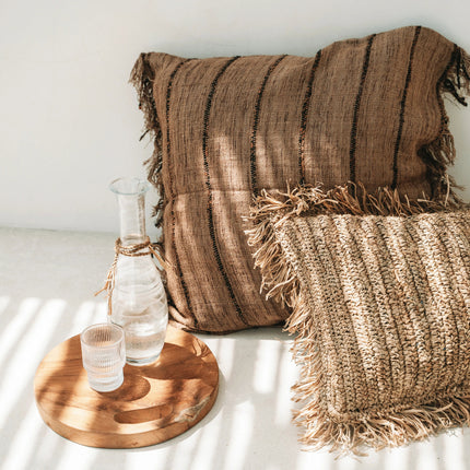 Het teakwortel-dienblad - naturel - S