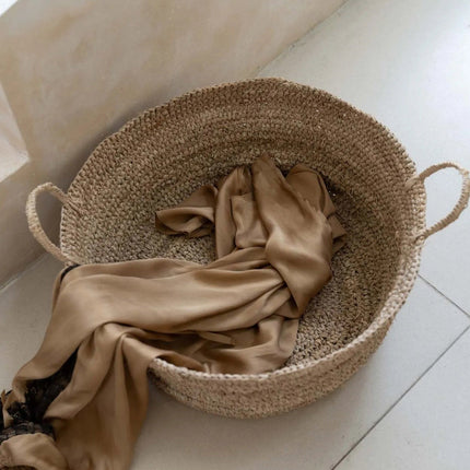 De raffia mand-dienbladen - naturel - L
