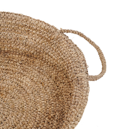 De raffia mand-dienbladen - naturel - L