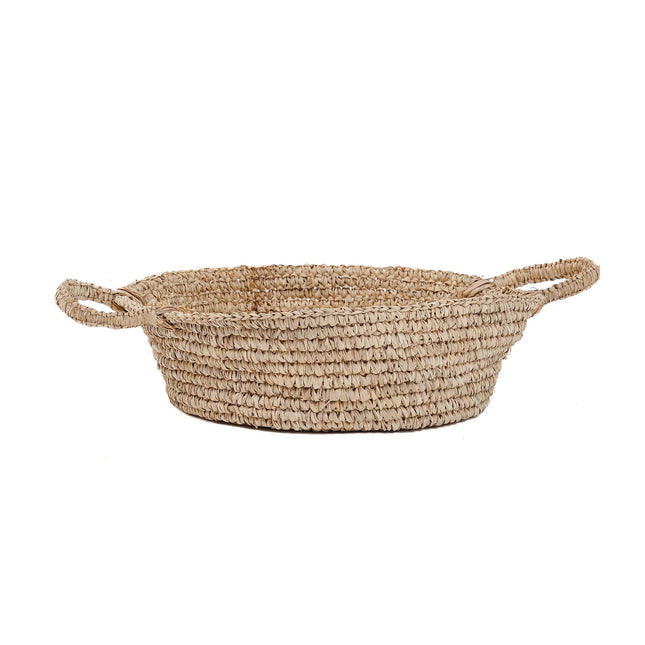 De Raffia mand-dienbladen - naturel - M
