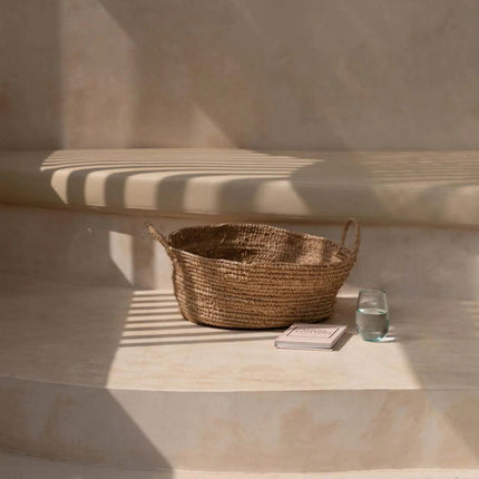 De Raffia mand-dienbladen - naturel - M