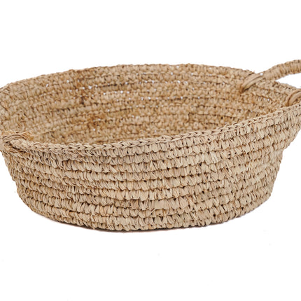 De Raffia mand-dienbladen - naturel - M