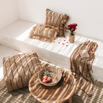 De Raffia mand-dienbladen - naturel - S