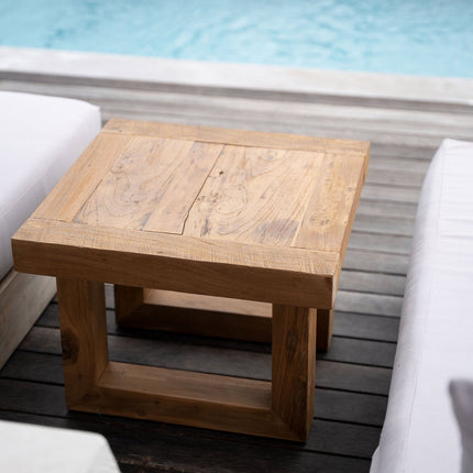 Gerecycled teakhouten bijzettafel - naturel