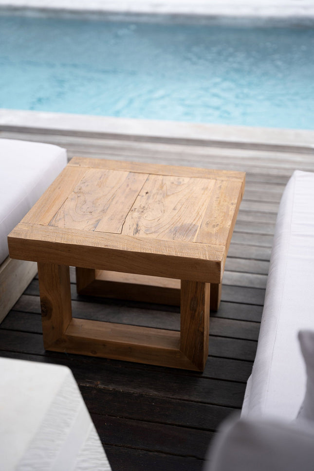 Gerecycled teakhouten bijzettafel - naturel