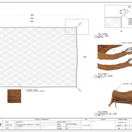 De Coco Shade Rechthoekig - Naturel - 300x200