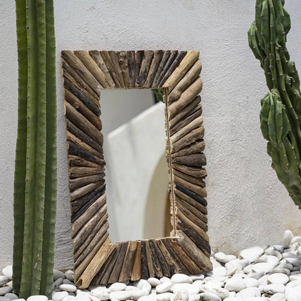 De spiegel met lijst van drijfhout - Naturel - M