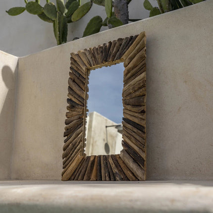 De spiegel met lijst van drijfhout - Naturel - M