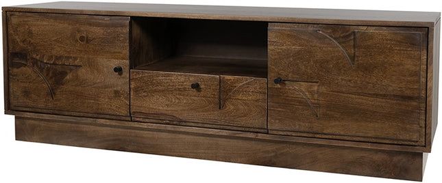 TV dressoir 150 met 2 deuren, 1 lade en 1 open vak, donker walnoot