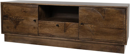 TV dressoir 150 met 2 deuren, 1 lade en 1 open vak, donker walnoot