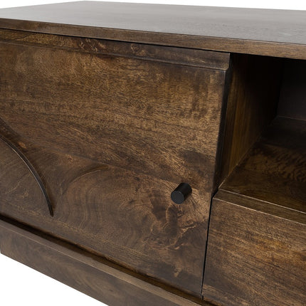 TV-dressoir 190 met 3 deuren, 1 lade en 1 open vak, donker walnoot