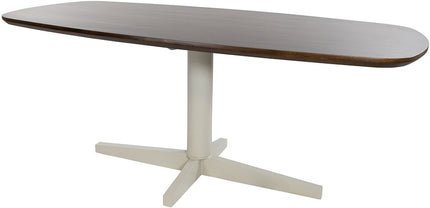 Eetkamertafel 220, Deens ovaal, poot beige, mango bruin-walnoot