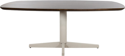 Eetkamertafel 220, Deens ovaal, poot beige, mango bruin-walnoot