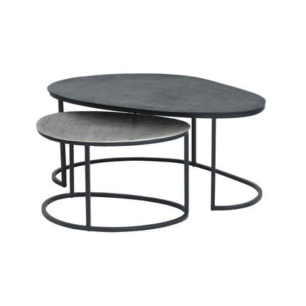 Napa salontafel, set van 2, zwart / antiek zilver