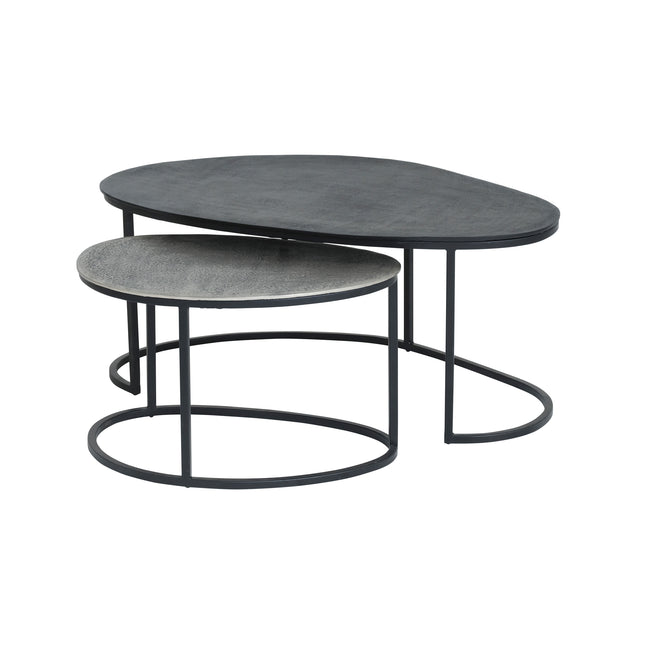 Napa salontafel, set van 2, zwart / antiek zilver
