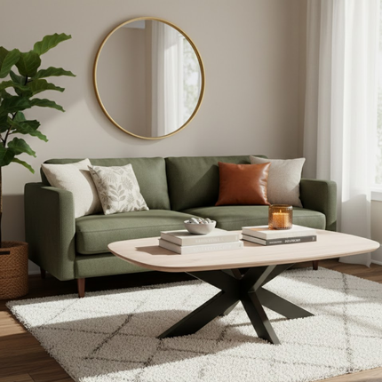 Deense salontafel ovaal 120, mango asblond